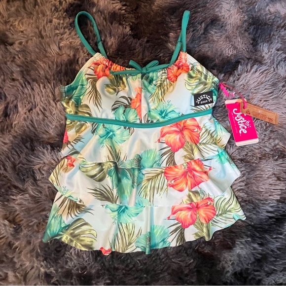 NWT Justice Tankini Swim Top size 12/14 - Picture 1 of 5